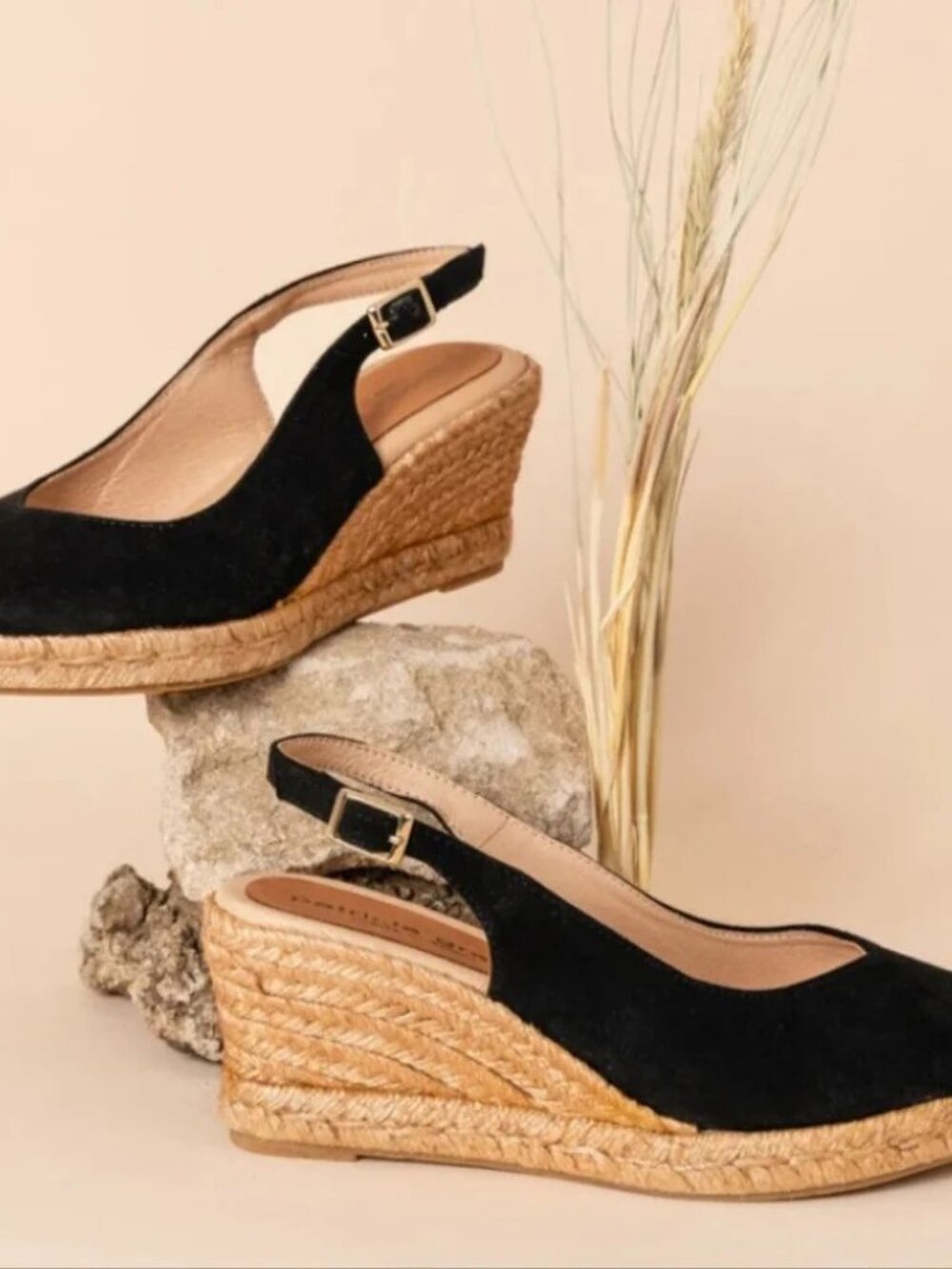 Patricia Green Poppy Slingback Espadrille Wedge Size 10 Black